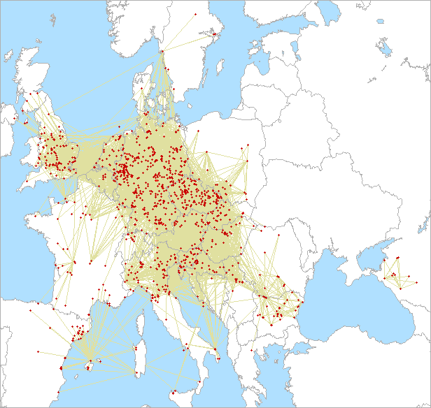 QSO map for 432 MHz